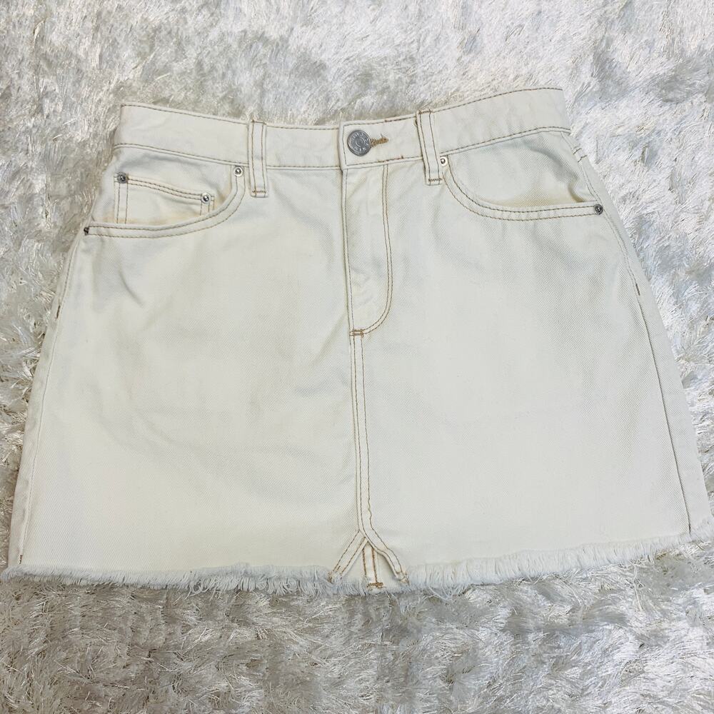 BDG Jean Skirt Cream Sz Small Brown Stitching Boho Indie